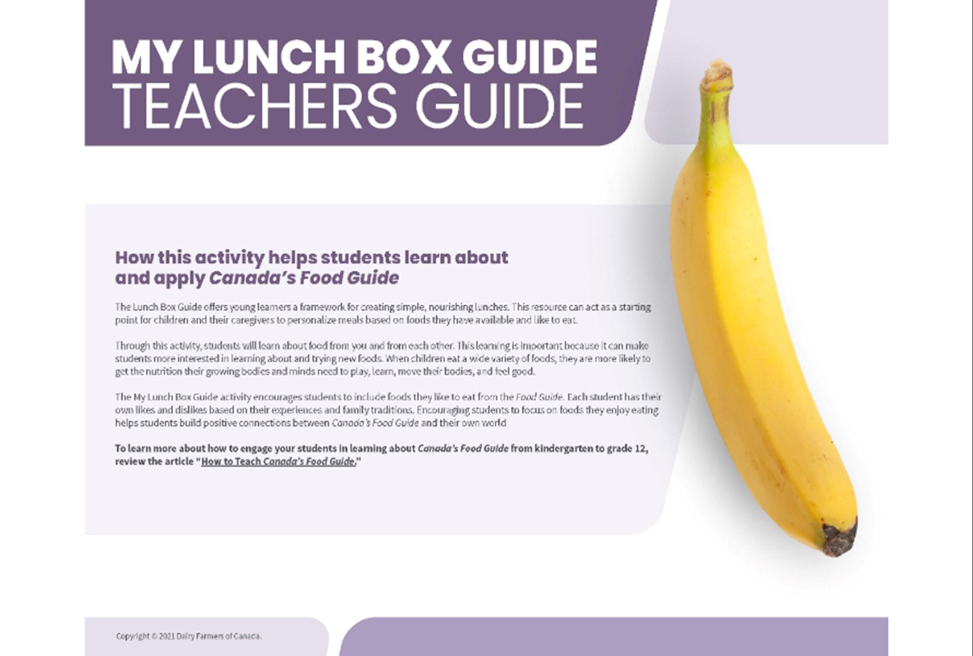 My Lunch Box Guide Activity