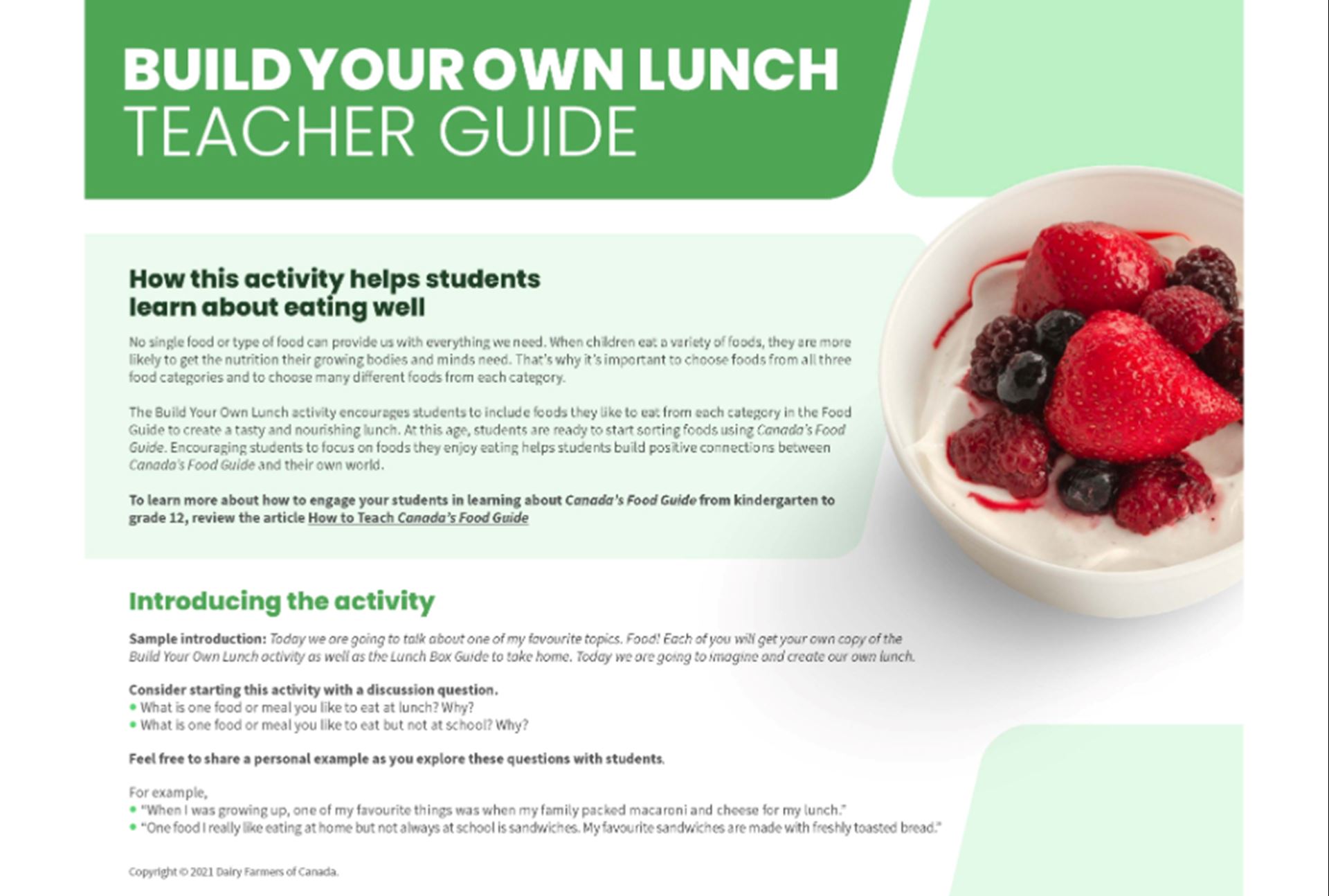 Build Your Own Lunch Activity